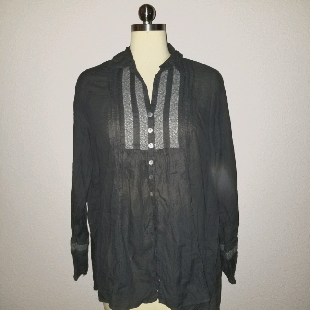 JP&Mattie Fabiola Lace Insert Top Navy